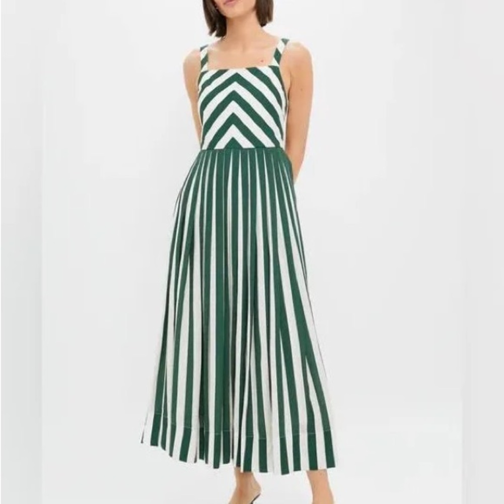 Tuckernuck Green and White Striped Midi Dress